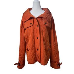 Talbots Womens L Coat Jacket Orange Quilted